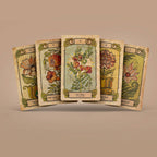 Botanica Oculta tarot deck spread showing multiple botanical illustrated cards O