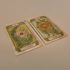 Botanica Oculta tarot card close-up with botanical illustration I, XIX