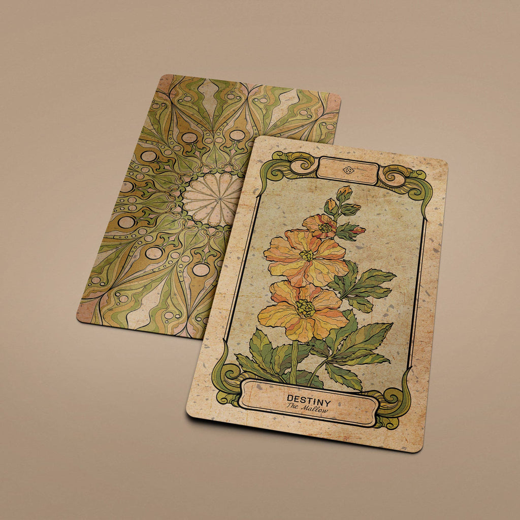 Botanica Oculta tarot card close-up with botanical illustration DESTINY