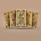 Dark Synevyr Botanica Oculta Tarot Deck 80 Cards - tarot deck spread showing multiple botanical illustrated cards O