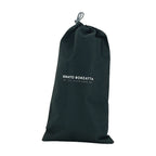 Renato Borzatta Avio Blue Leather Small Shoulder Bag 22x12x3cm – packaging – black drawstring dust bag with white Renato Borzatta logo.